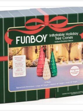 🎄 FUNBOY Inflatable Holiday Tree Cones – 3 Pack – Indoor/Outdoor 🎄